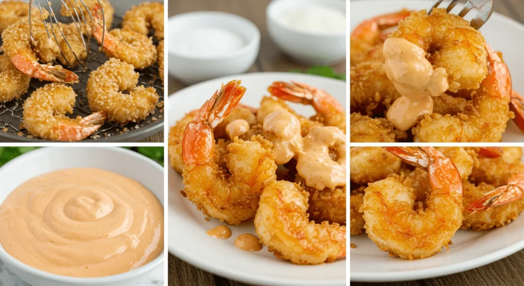 Fried shrimp with a creamy dipping sauce.

